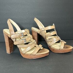 Coach Beige Alie strapped high heeled sandals size 8.5